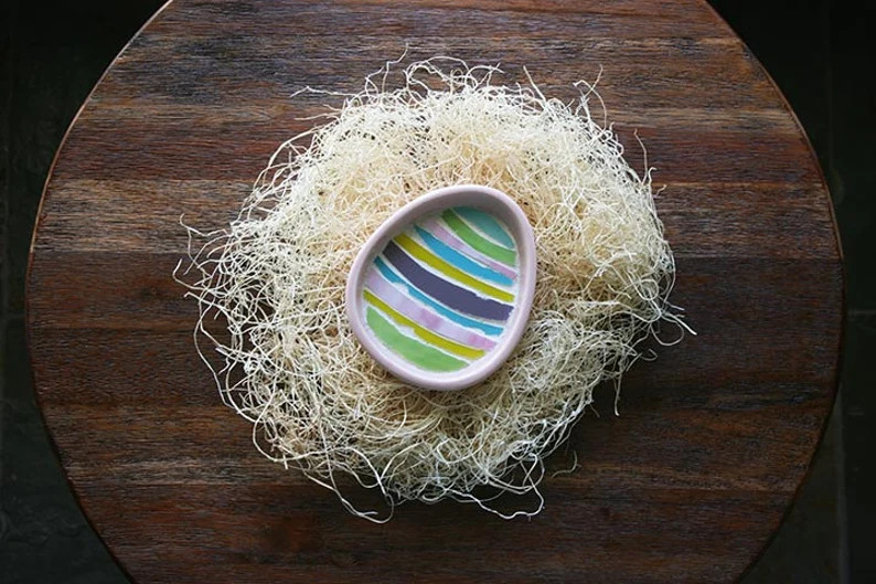 Pink Easter Egg Ramekin Easter Candy Dish Spring Decorative Object Stained Glass Mosaic Striped E... | Etsy (US)