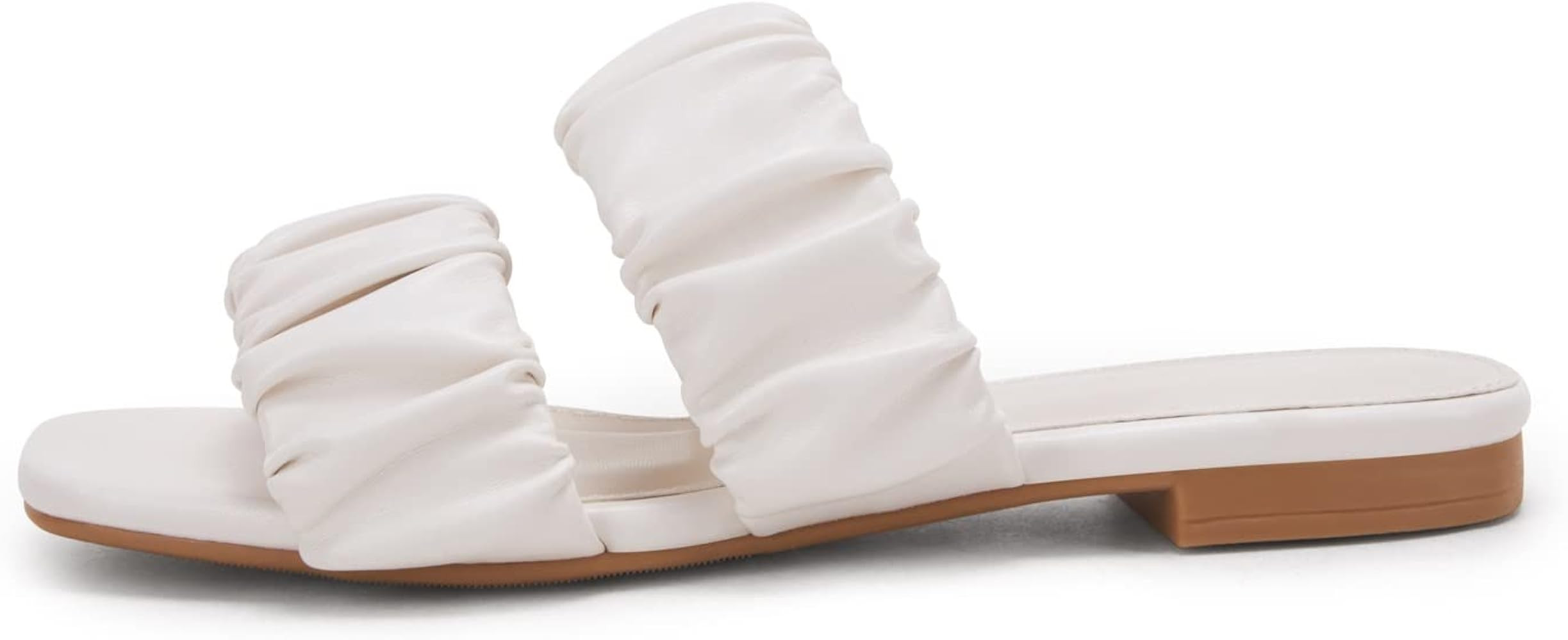PiePieBuy Womens Square Open Toe flat Sandals Two Straps Low Heel Mule Slides | Amazon (US)