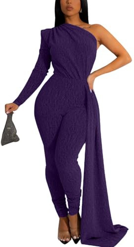 Purple Sexy Jumpsuits for Women Formal Sequin Dressy Birthday Clubwear Elegant Bodycon Sparkly Party Night Rompers | Amazon (US)