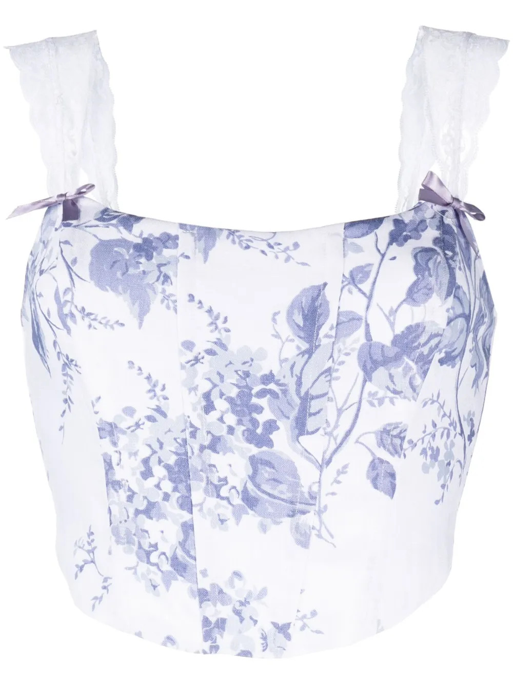 Reformation Brigitta floral-print Linen Corset Top - Farfetch | Farfetch Global