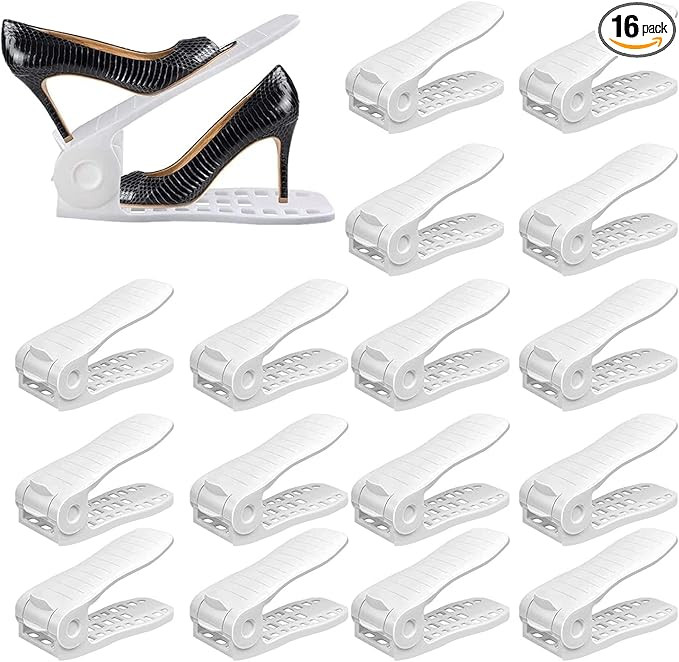 YIHATA Shoe Slots Organizer, Adjustable Shoe Stacker Storage Space Saver, Double Deck Shoe Rack H... | Amazon (US)