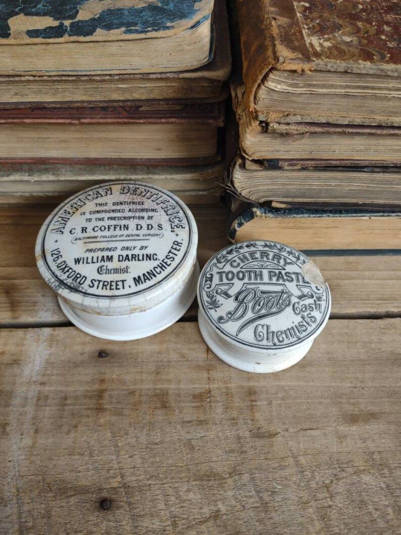 Antique English Tooth Paste Pots | Etsy (US)