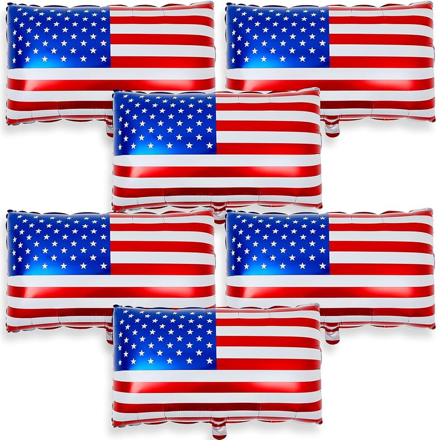 6 Pcs American Flag Balloons 27x18 Inch Red White and Blue 4th of July Inflatable Aluminum Foil B... | Amazon (US)