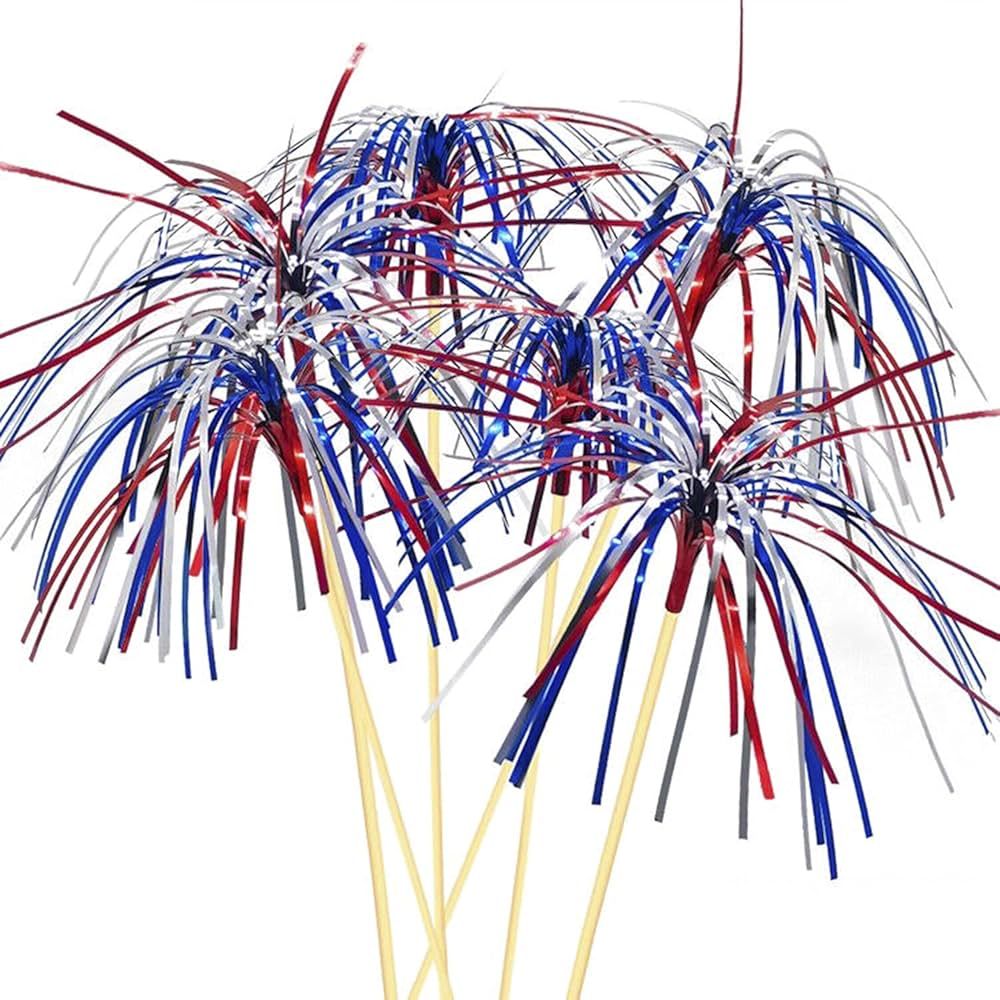 4th of July Cocktail Picks 100 Counts 4.7 Inch Firework Design Red White Blue Firework Picks Bamb... | Amazon (US)