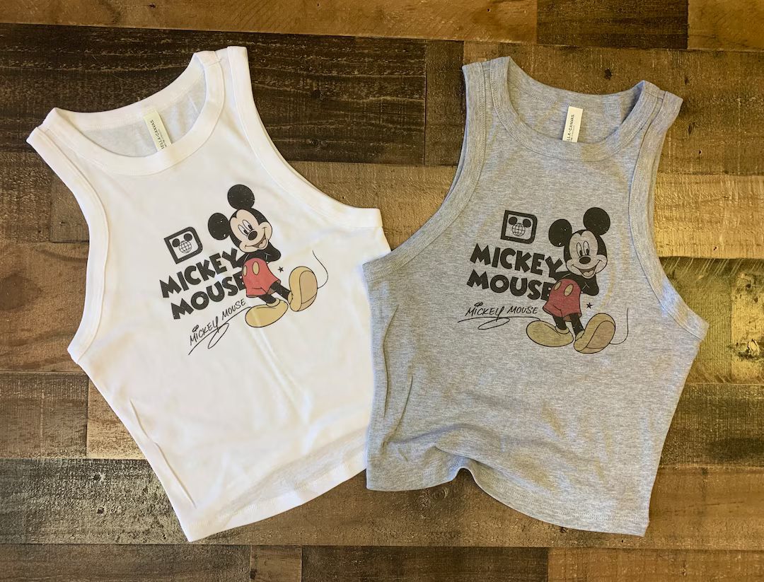 Retro Mickey Crop Tank, Girls Mickey Mouse Tank Top, Girls Retro Mouse Tshirt, Limited Old School... | Etsy (US)