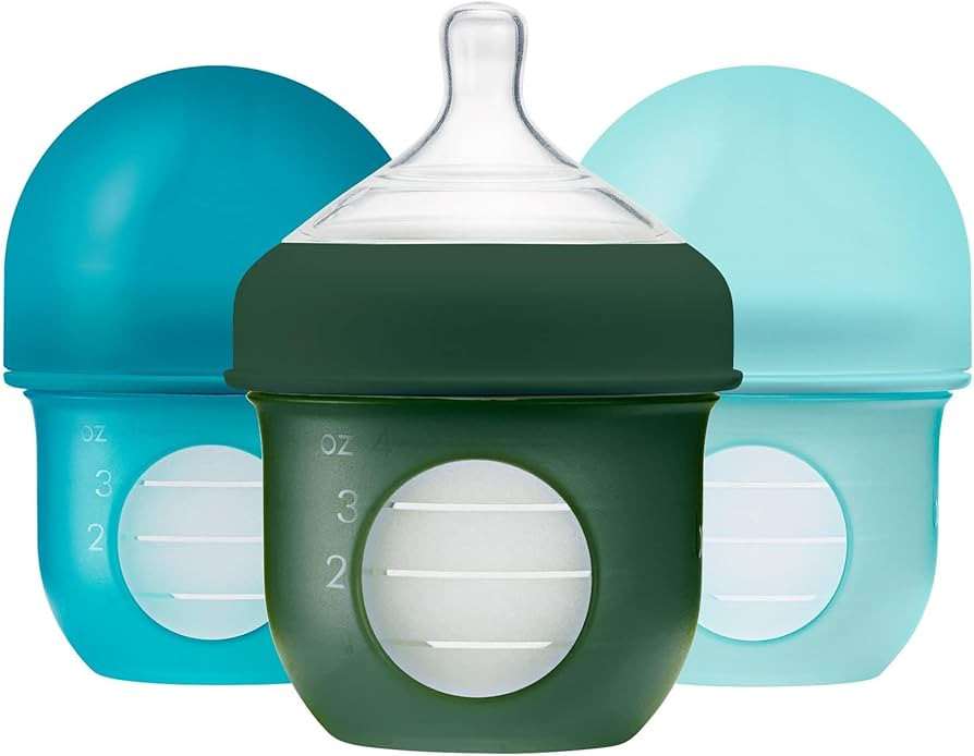 Boon Nursh Reusable Silicone Baby Bottles with Collapsible Silicone Pouch Design - Everyday Baby ... | Amazon (US)
