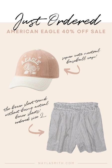 My American Eagle order - neutral baseball cap 40% off and striped shorts 50% off!

Spring fashion, boxer shorts trend


#LTKSeasonal #LTKfindsunder50 #LTKsalealert