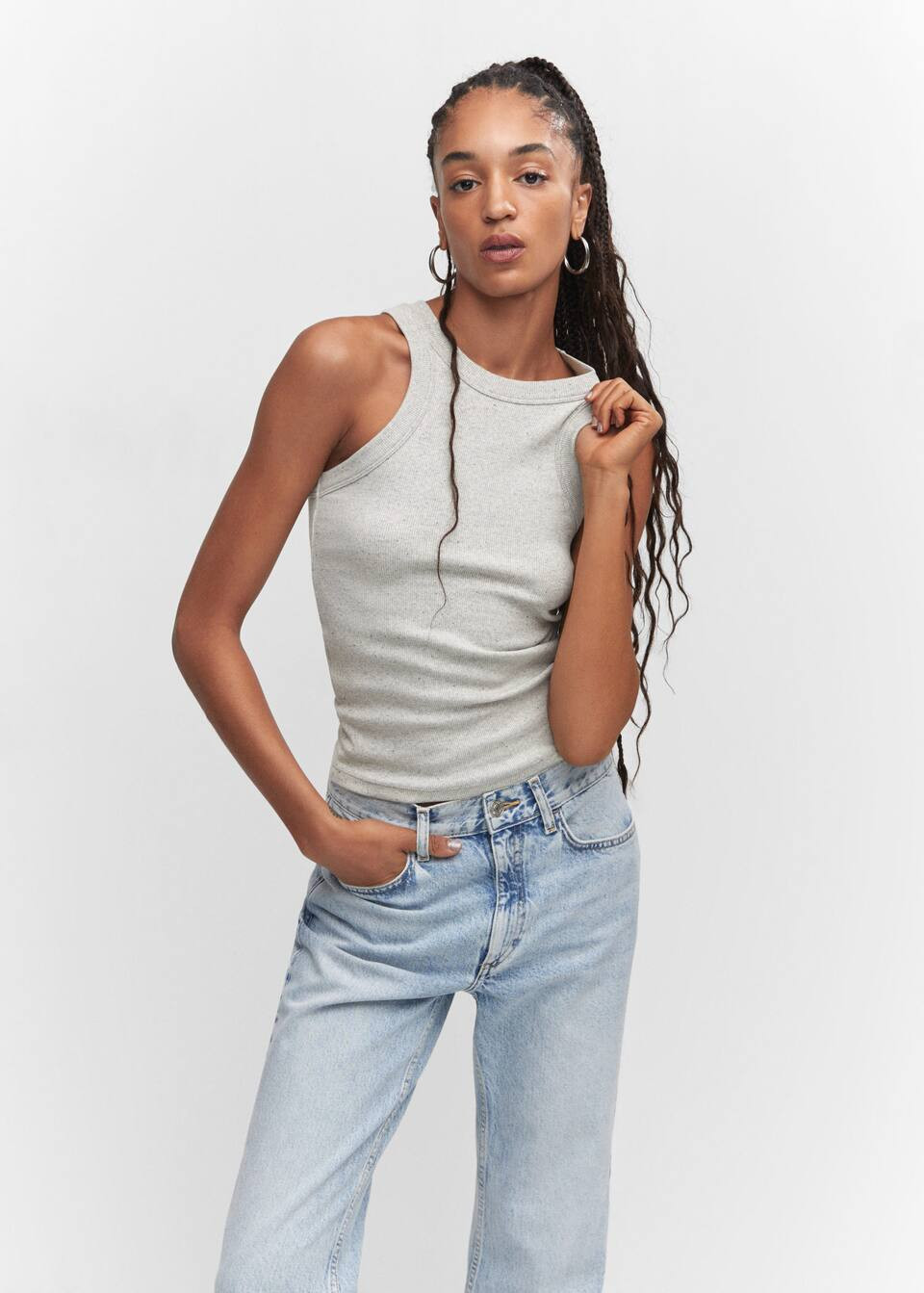 Ribbed cotton-blend top -  Women | Mango United Kingdom | MANGO (UK)