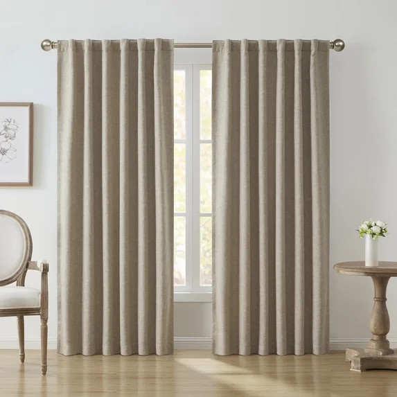 My Texas House Solid White Pepper Rod Pocket Back Tab Blackout Curtain Panel, 52" x 96" | Walmart (US)