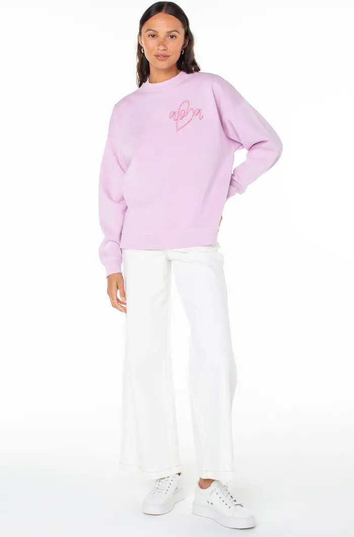 Roxy Line-Up Embroidered Heart Oversize Graphic Sweatshirt | Nordstromrack | Nordstrom Rack