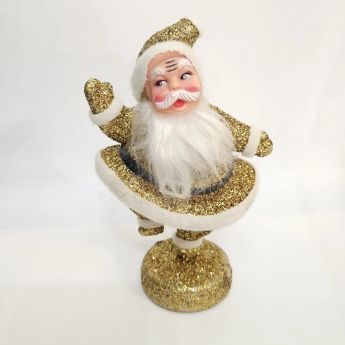 Vintage 1960s Christmas Gold Sparkle Mica Dancing Santa Japan  | eBay | eBay US