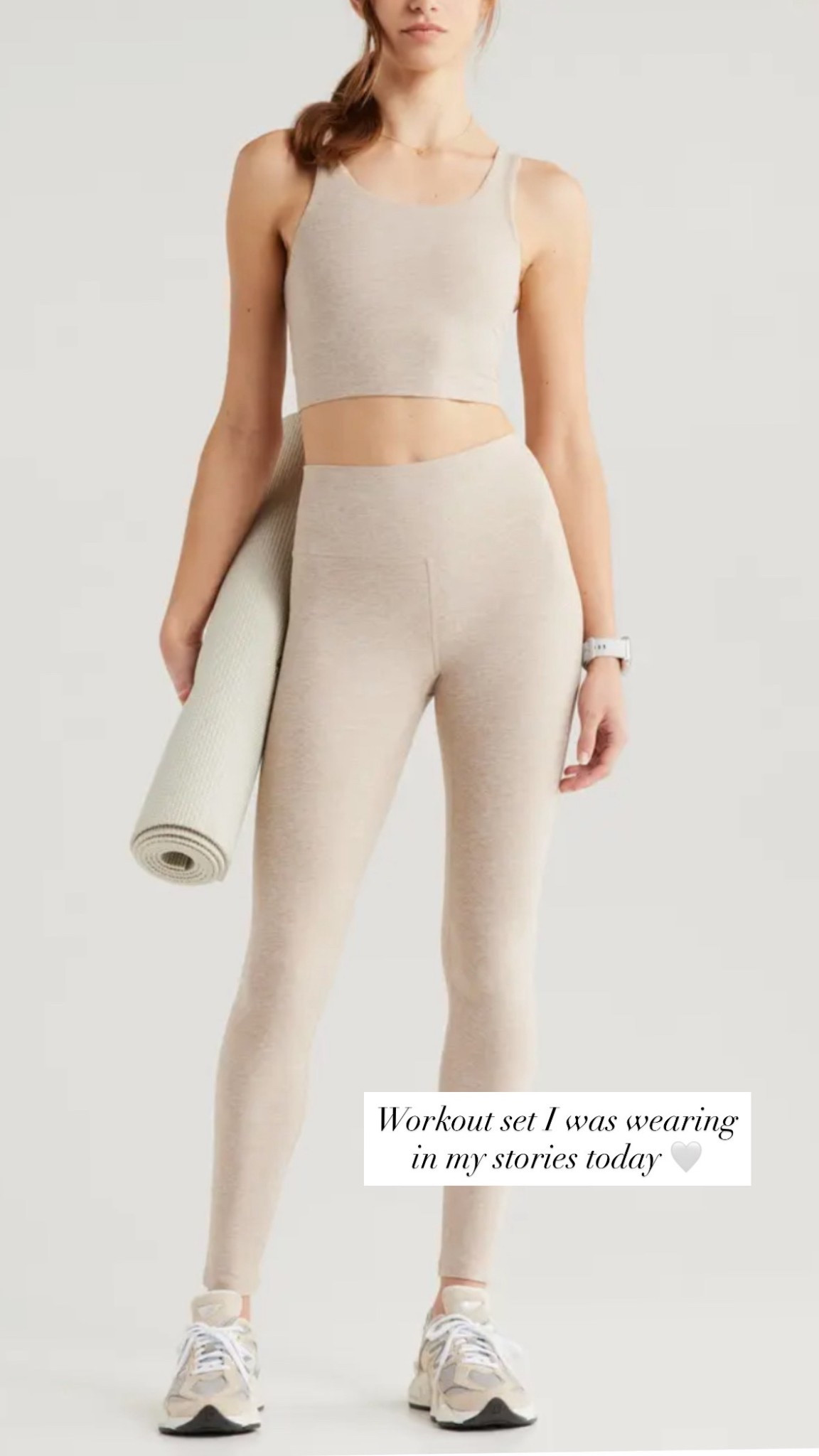 Taupe workout set - soooo soft! Runs true to size but if you’re petite in the hips size down in the leggings. (I took my normal size for a more relaxed fit.) 

#LTKStyleTip #LTKActive #LTKSeasonal