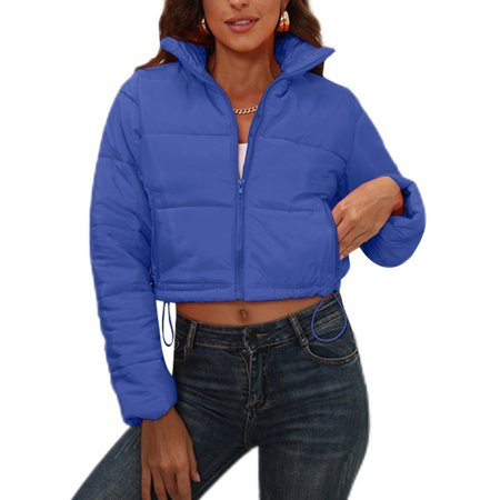 Frontwalk Winter Lightweight Bomber Jackets for Women Casual Solid Color Coat Stand Collar Outwear C | Walmart (US)