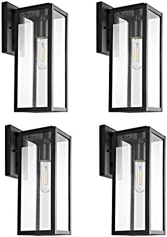 Bestshared 15" Outdoor Wall Lantern, 4 Pack Exterior Wall Sconce Light Fixtures,Wall Mounted Sing... | Amazon (US)