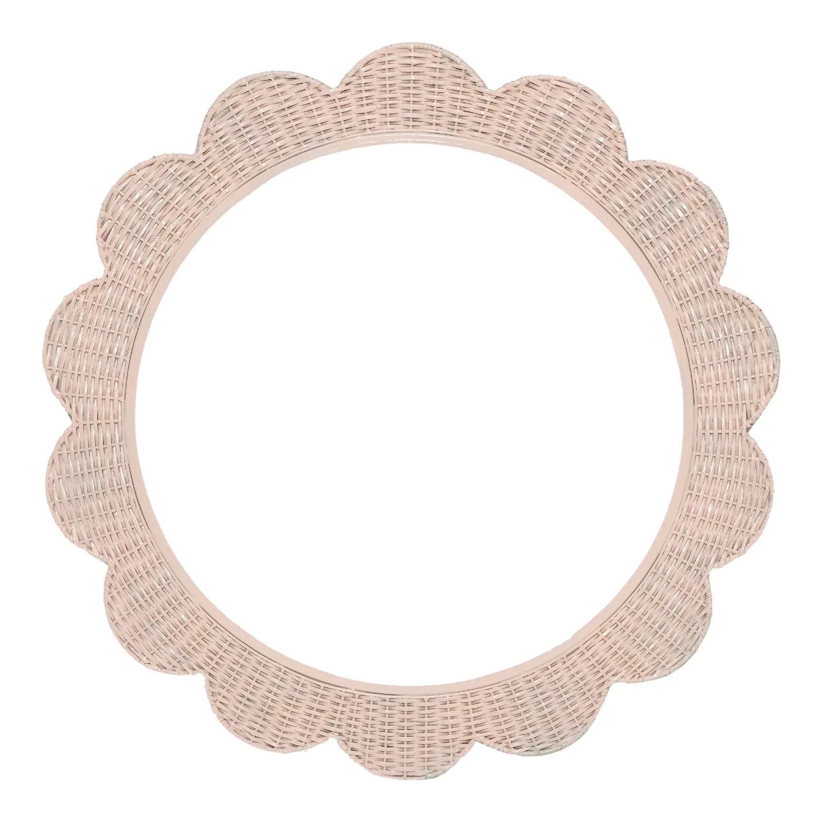Isabella Wicker Mirror in Pale Pink | Chairish