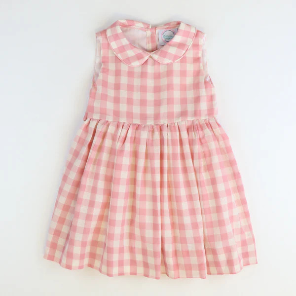 Sunday Brunch Dress - Blush Check Linen | Southern Smocked Co.