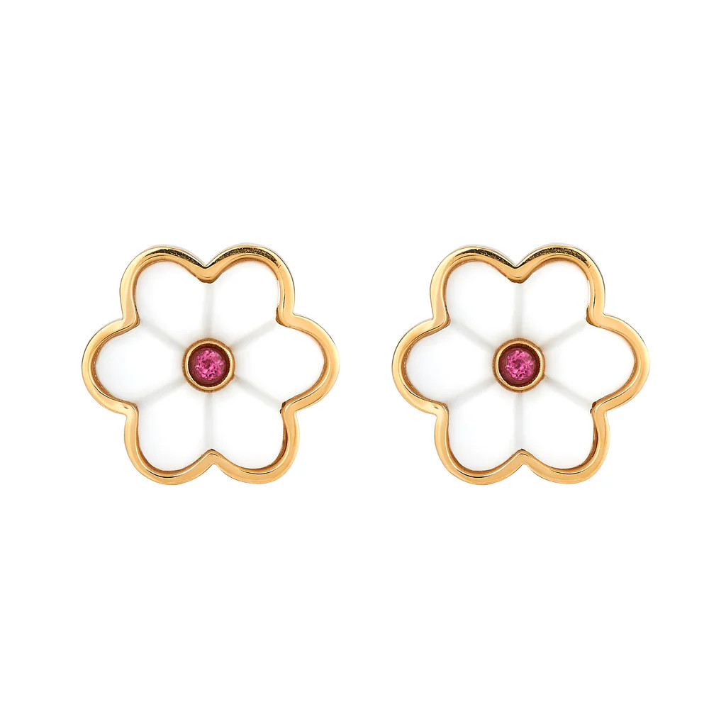 White Agate Fleur Studs | ASHA by ADM