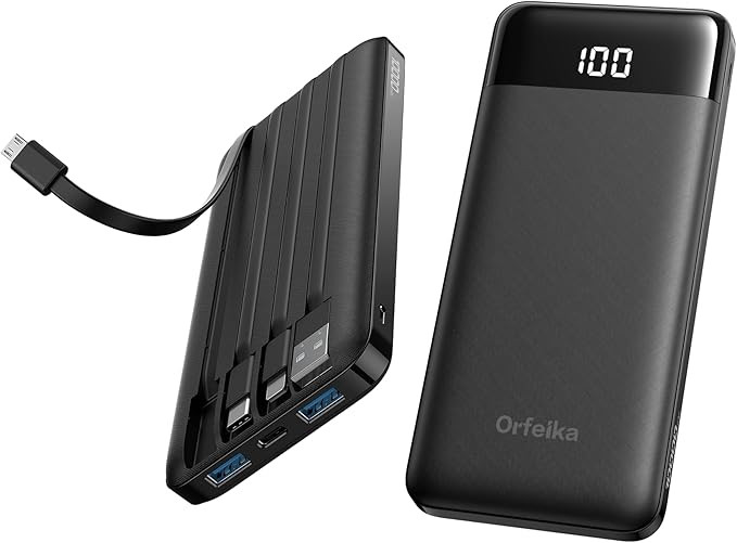 Orfeika Portable Phone Charger, 10000mAh Portable Charger 22.5W Fast Charging Power Bank with Bui... | Amazon (US)