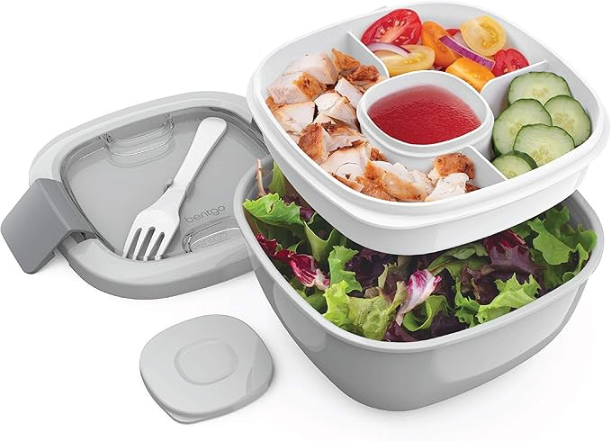 Bentgo® Salad - Stackable Lunch Container with Large 54-oz Salad Bowl, 4-Compartment Bento-Style... | Amazon (US)