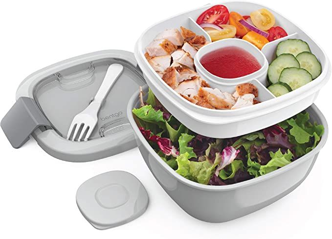 Bentgo Salad - Stackable Lunch Container with Large 54-oz Salad Bowl, 4-Compartment Bento-Style T... | Amazon (US)