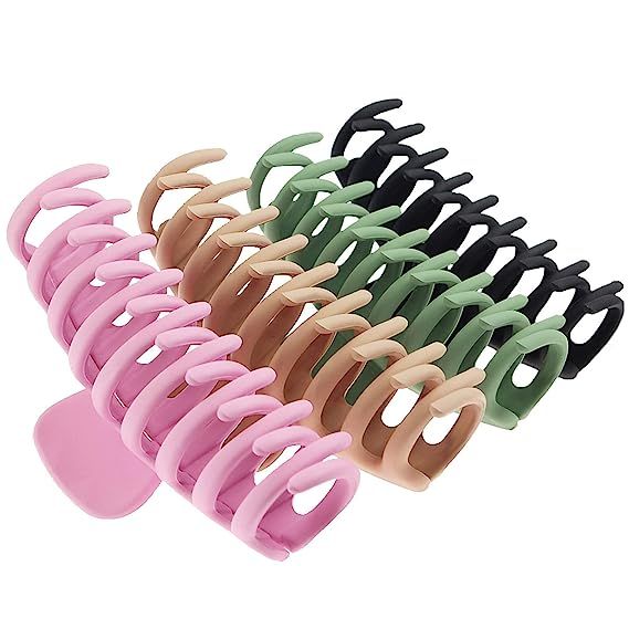 TOCESS Big Hair Claw Clips 4 Inch Nonslip Large Claw Clip for Women and Girls Thin Hair, Strong H... | Amazon (US)