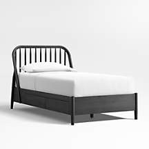 Bodie Ebonized Black Oak Wood Spindle Kids Twin Storage Bed + Reviews | Crate & Kids | Crate & Barrel