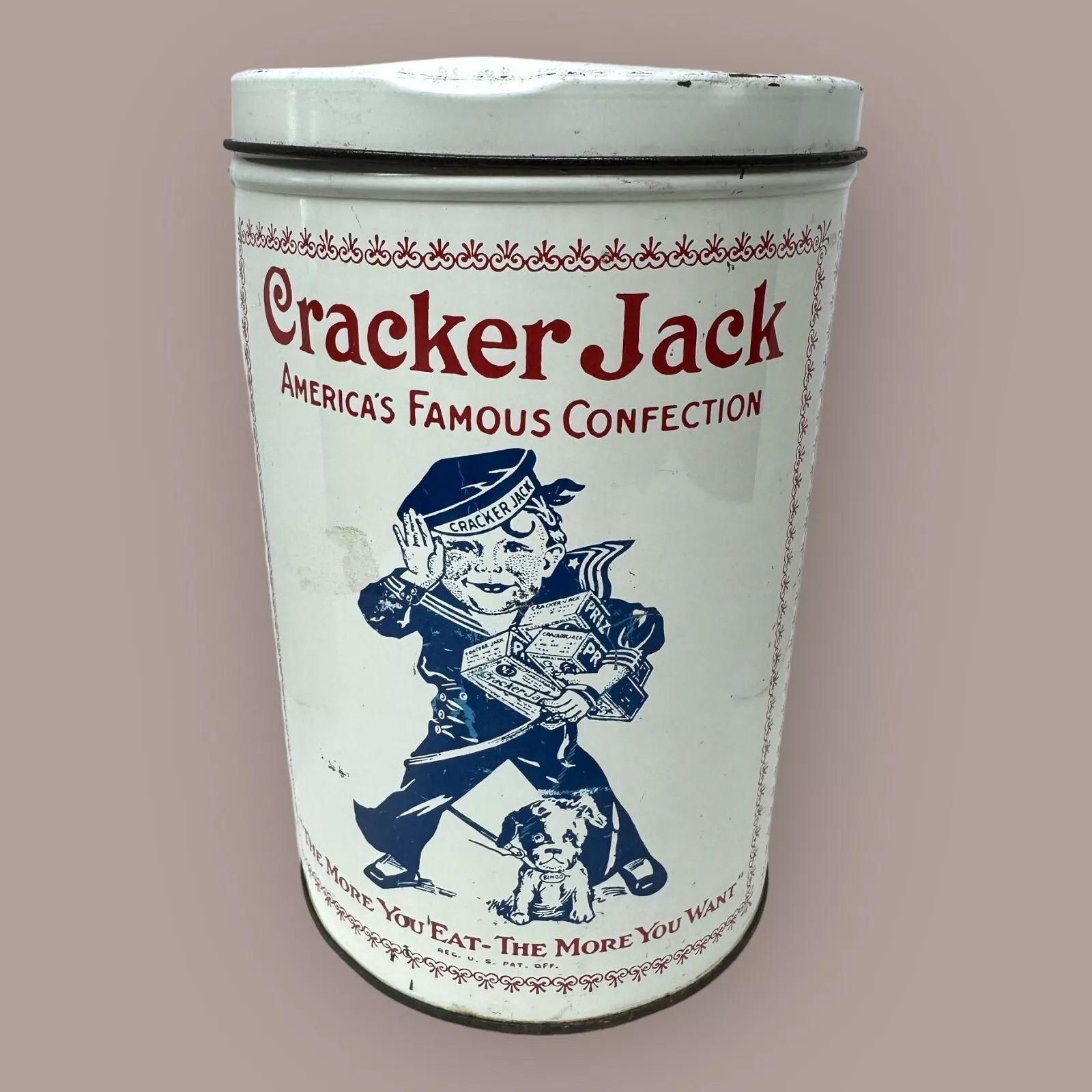 Vintage Cracker Jack Sailor Collector Tin Canister 1980 Replica of 1900's Tin | eBay US