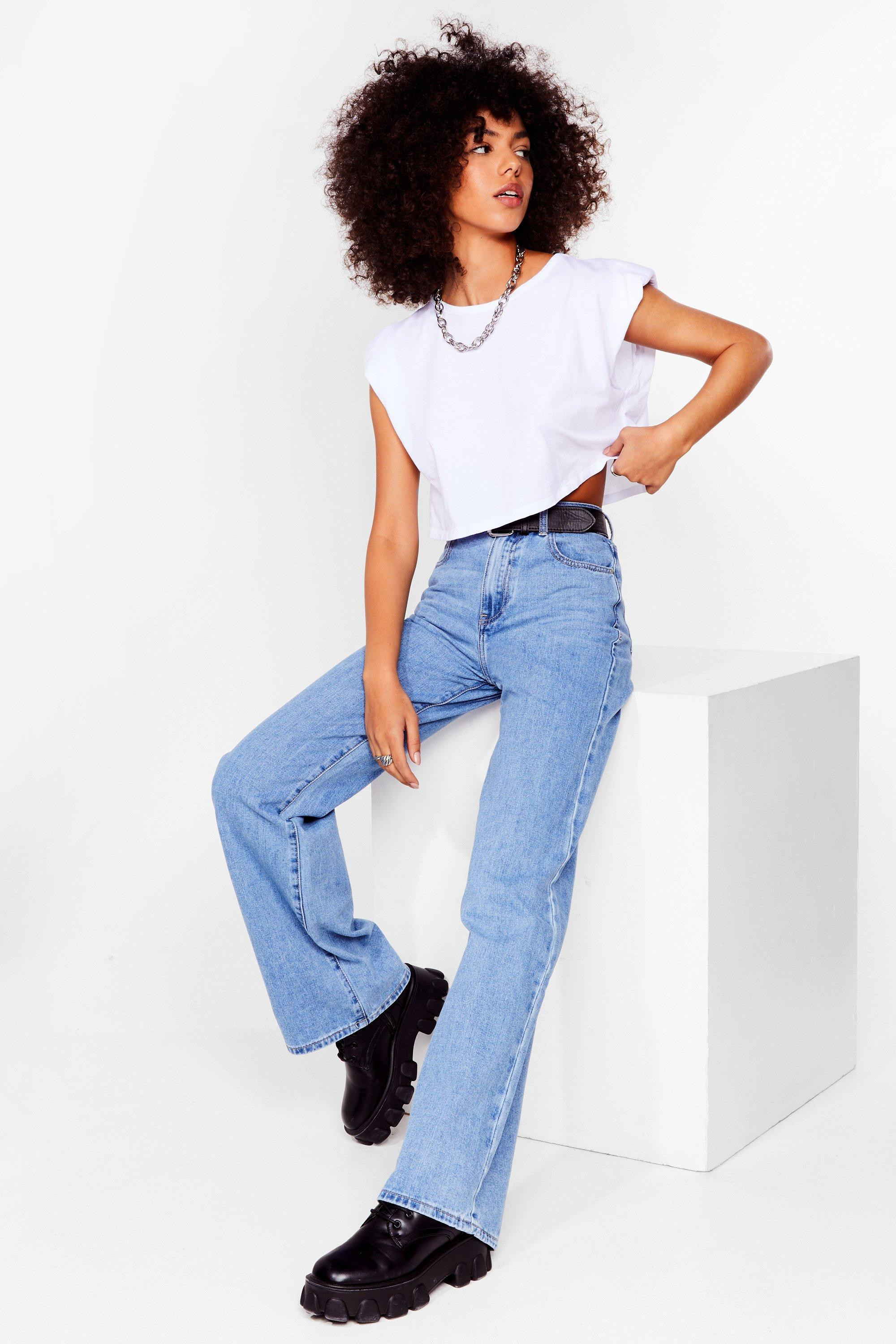 Womens Arms Open Wide-Leg High-Waisted Jeans - Blue - XL | Nasty Gal (US)