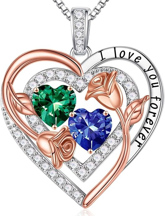 Iefil Mothers Day Gifts for Wife - Sterling Silver Birthstone Necklace Anniversary Birthday Gifts... | Amazon (US)