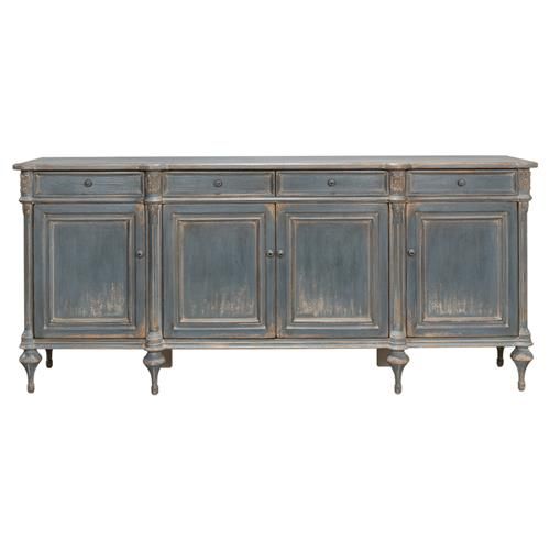 Callow French Country Blue Pine Wood Sideboard | Kathy Kuo Home