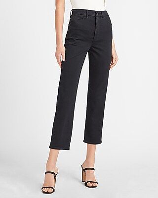 Super High Waisted Perfectly Polished Black Straight Jeans | Express