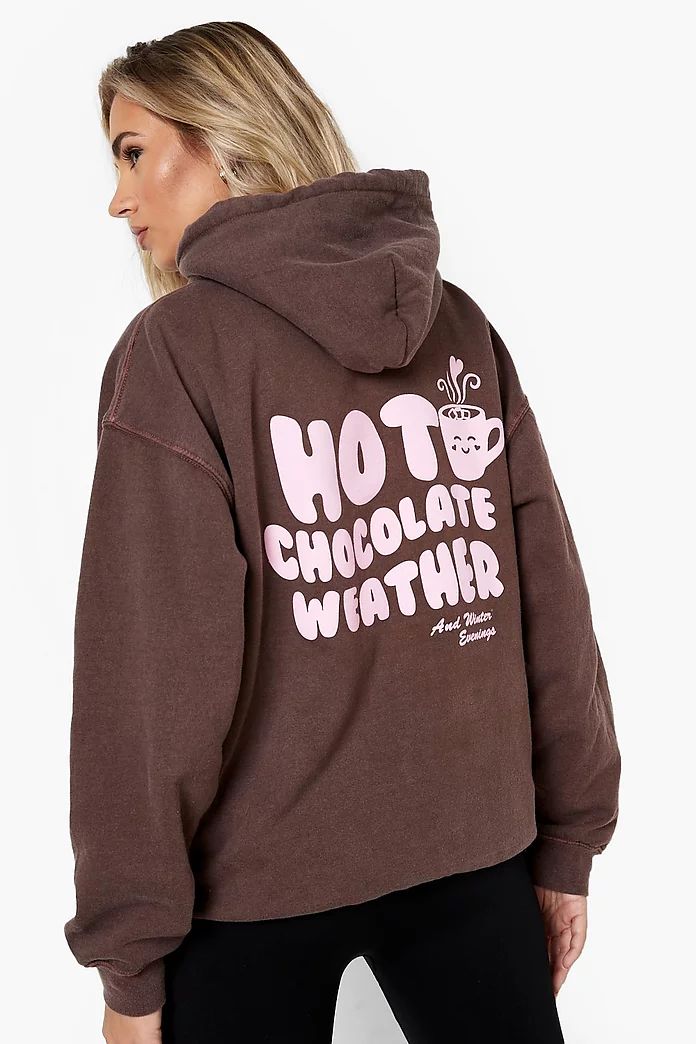 Overdyed Hot Chocolate Oversized Hoodie | Boohoo.com (US & CA)