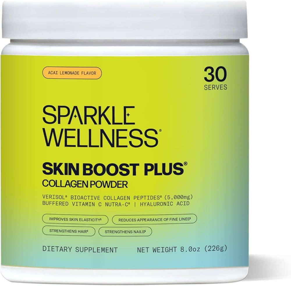 Sparkle Wellness Skin Boost Plus (Acai Lemonade) [30-Serves] | Collagen Powder Supplement with VE... | Amazon (US)