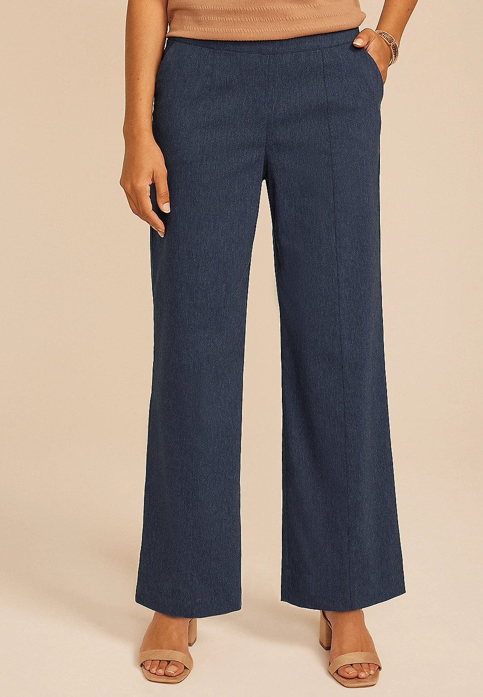 Denim Bengaline Wide Leg Pant | Maurices