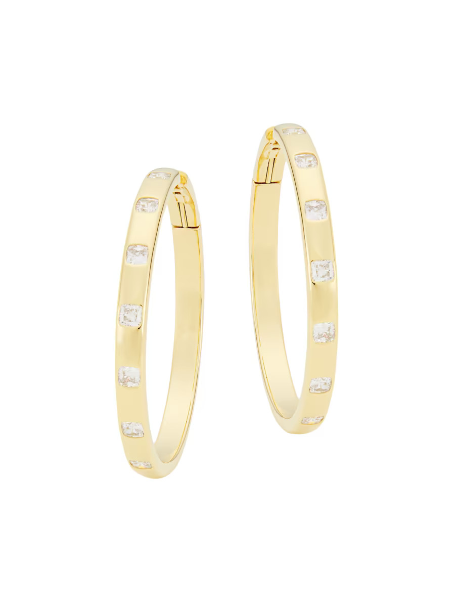 Jolene 18K Gold-Plated & Cubic Zirconia Hoop Earrings | Saks Fifth Avenue