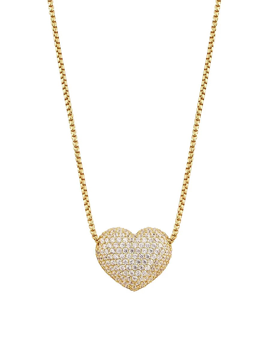 Women's Puffy Heart 18K Gold-Plated & Cubic Zirconia Pendant Necklace - Gold | Saks Fifth Avenue