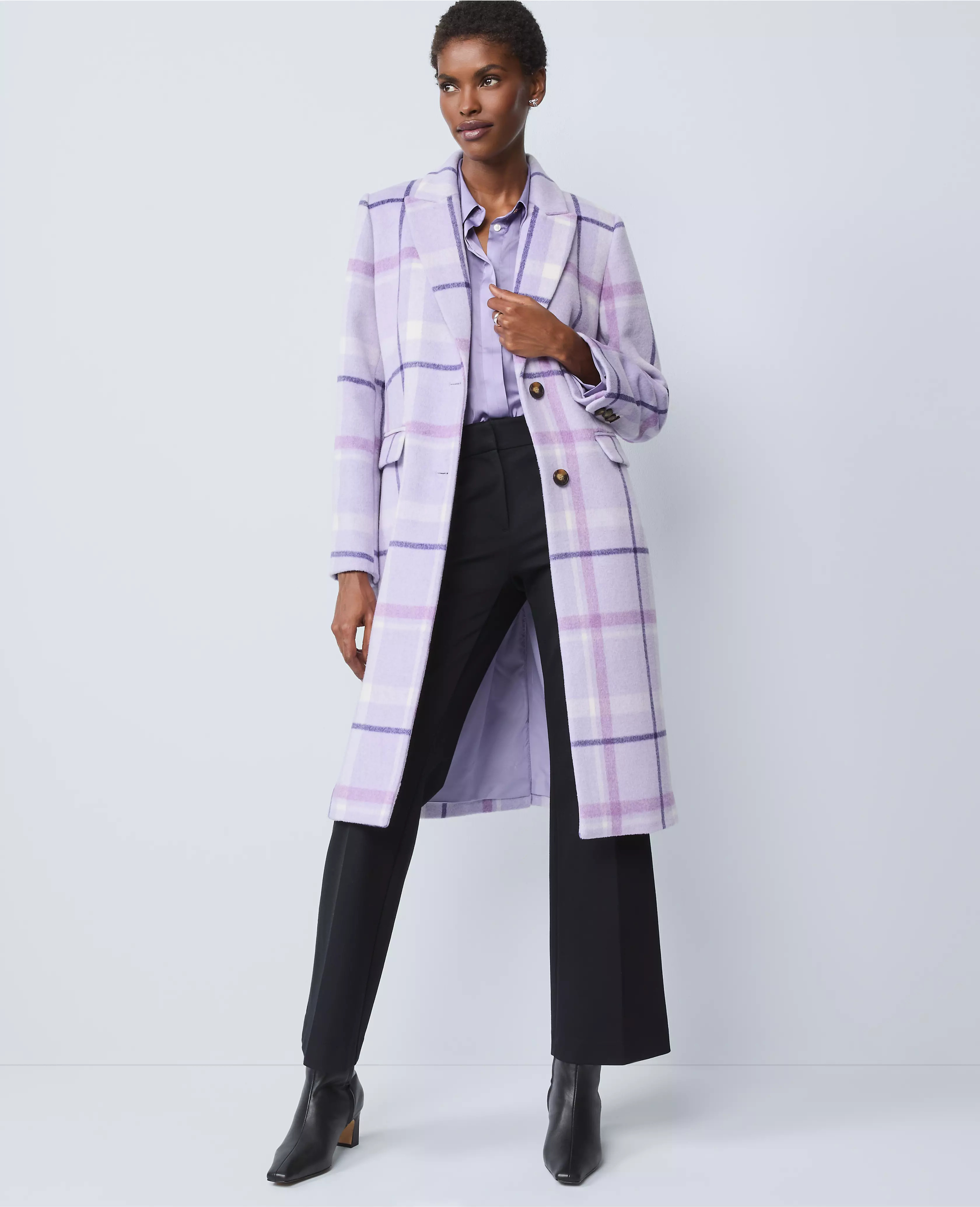 Plaid Chesterfield Coat | Ann Taylor