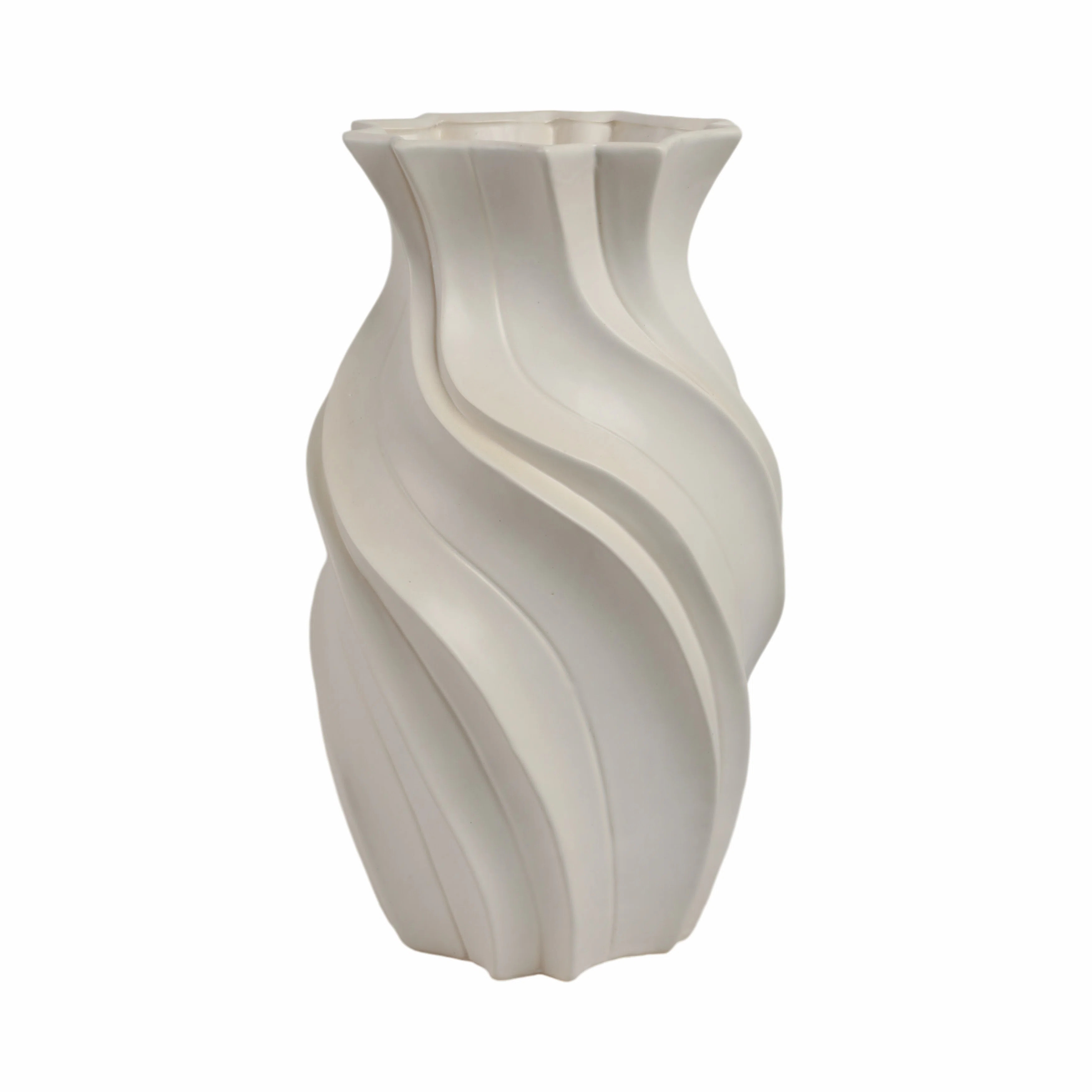 Modern Stoneware Vase with Sculptural Swirl Design - Decorative White Table Vase for Contemporary Living Room, Bedroom, or Office Decor - Elegant Acce | Wayfair North America