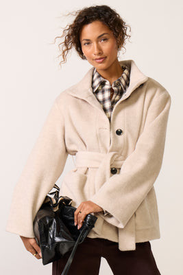 SANCTUARY Women's Bundled Wool Coat, Size Medium, Bone White | Evereve