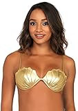 Leg Avenue Women's Mermaid Seashell Bikini Top, Gold, Large | Amazon (US)