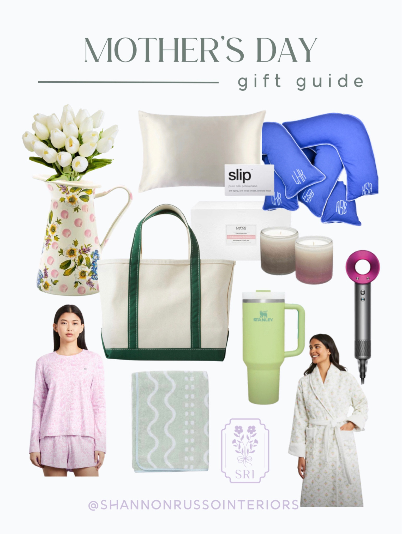 Spoil your mom with the perfect Mother's Day gift, curated by Shannon Russo Interiors! Give her the gift of comfort with a pair of Hill House Home pajamas, or indulge in a luxurious hotel robe for ultimate relaxation. Ensure she gets the best sleep possible with a Pillow Bar Jetsetter pillow, perfect for travel or at home. Make her summer days even more enjoyable with Weezie's plush and stylish beach towels. For the ultimate indulgence, spoil her with the Dyson hairdryer, currently on sale for $250 at Walmart. Personalize a classic LL Bean boat tote or gift her an LAFCO candle set that will last forever. Add a touch of whimsy to her home with faux tulips that look just like the real thing, or brighten up her kitchen with a flower patterned pitcher from Mackenzie's Child. Give her a Stanley Cup for the trendiest way to stay hydrated. Show your mom how much you love her with these thoughtful and stylish gifts! 

#ShannonRussoInteriors #MothersDayGiftGuide #GiftsForMom #HillHouseHome #PillowBar #WeezieTowels #DysonHairDryer #LTKHome #ltkmothersday #mothersdaygifts #personalizedmothersdaygift #liketkit 


#LTKSeasonal #LTKGiftGuide #LTKFind