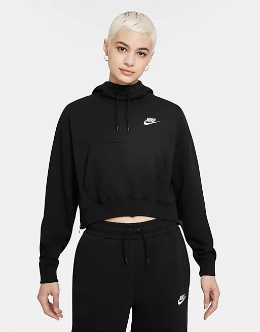 Nike Essentials side-zip cropped hoodie in black | ASOS (Global)