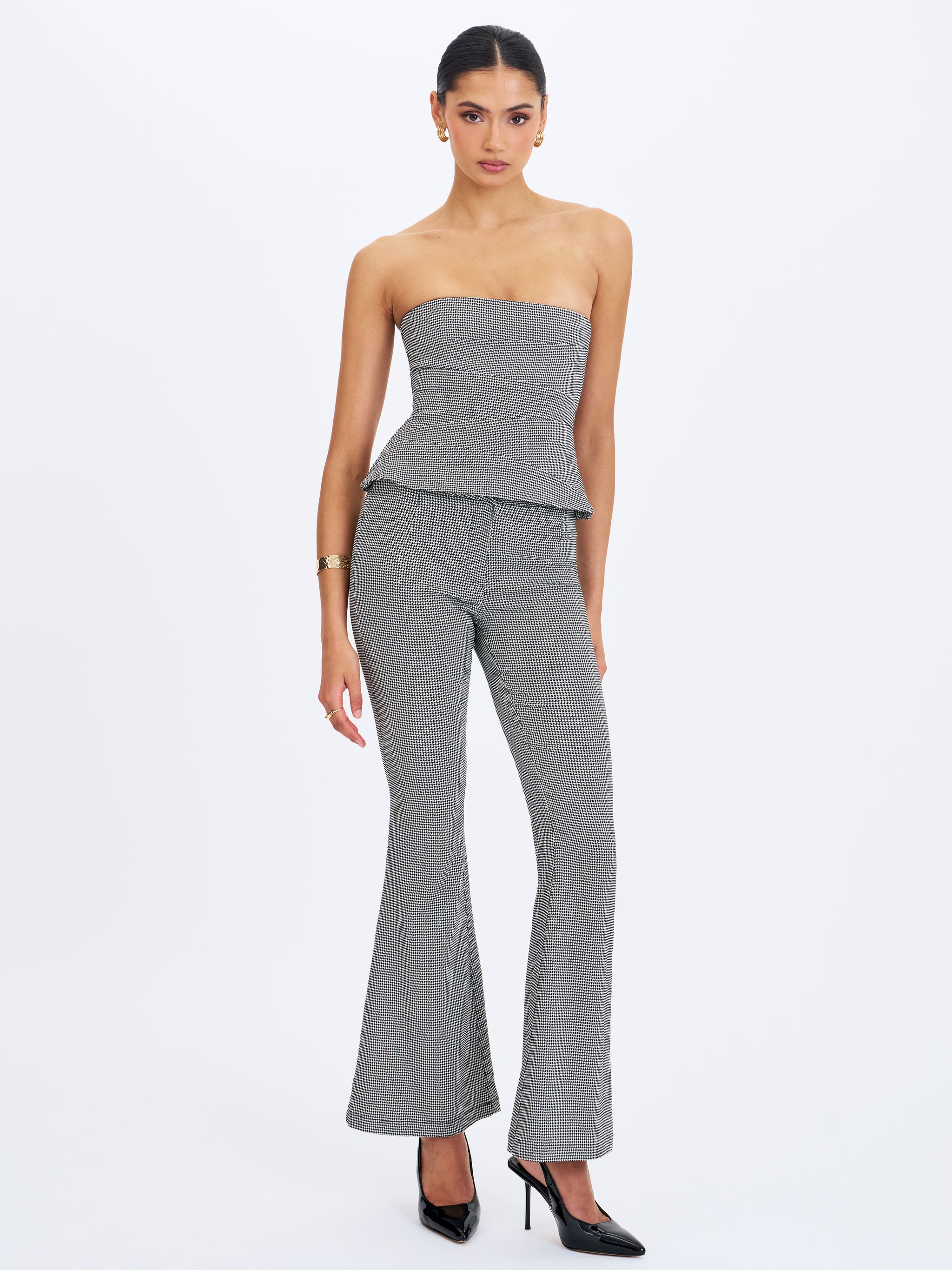 Ulli Micro-Houndstooth Flared Pants | Miss Circle