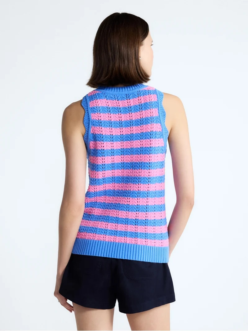Free Assembly Women's Crochet Cotton Racerback Tank Top, Lightweight, Sizes XS-XXL | Walmart (US)