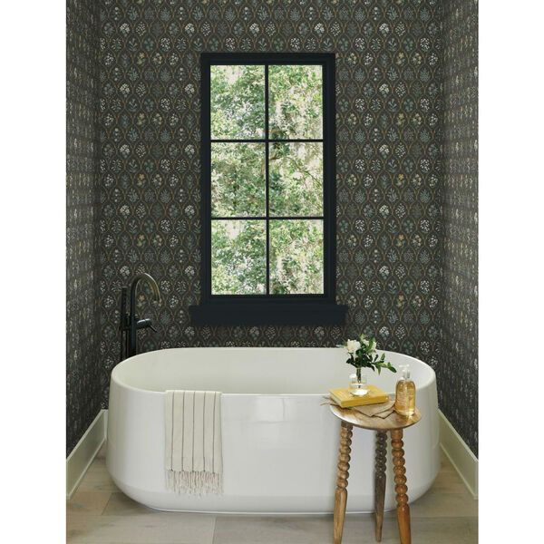 Rifle Paper Co. Black and Cream Hawthorne Wallpaper | Bellacor