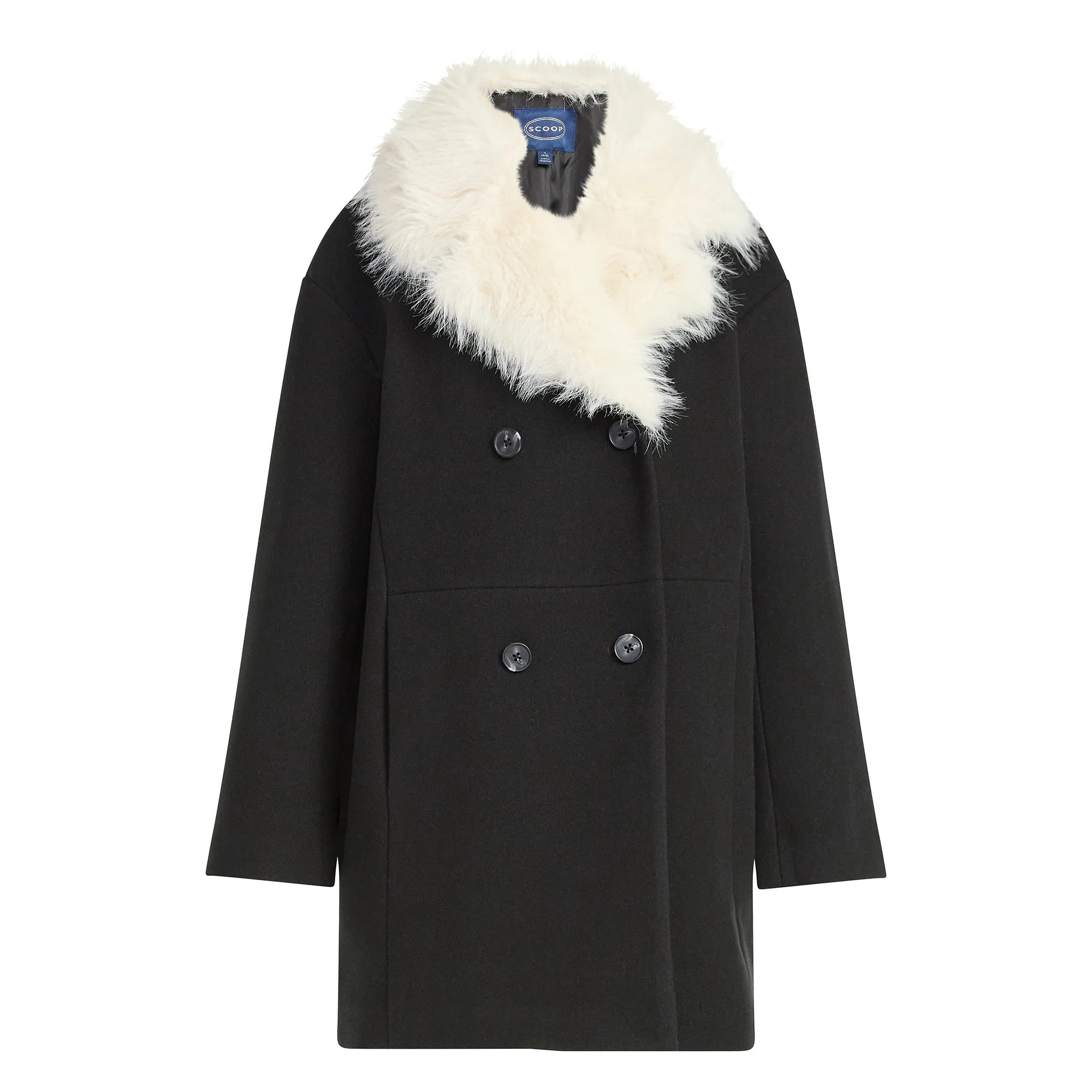 Scoop Women's and Women's Plus Oversized Faux Fur Collar Coat, Heavyweight, Sizes XS-4X | Walmart (US)