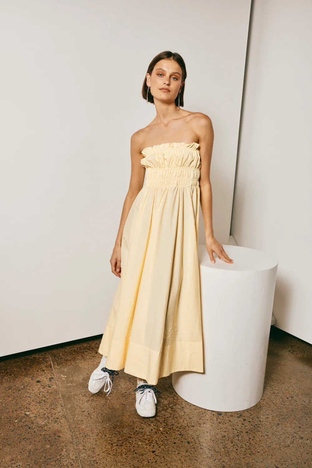 Vacanza Midi Dress Lemon | VRG Grl