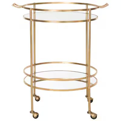 Safavieh Lavinia 25.5-in x 30-in Gold Round Bar Cart Lowes.com | Lowe's
