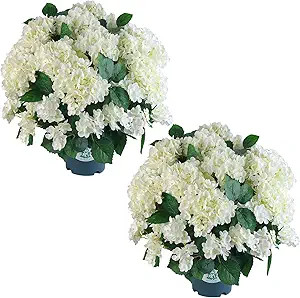Artificial Hydrangea Bush – 20 Inch Potted Faux Hydrangea Plant, UV Resistant Outdoor Hydrangea... | Amazon (US)