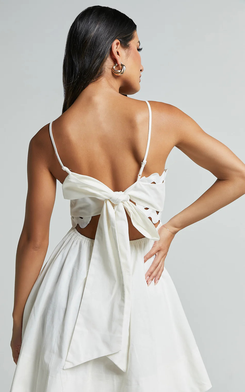Brylee Mini Dress - Strappy Wave Neck Pleated Dress in White | Showpo (US, UK & Europe)